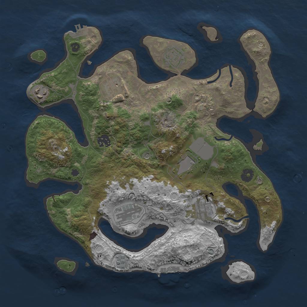 Rust Map: Procedural Map, Size: 3500, Seed: 1096434402, 20 Monuments