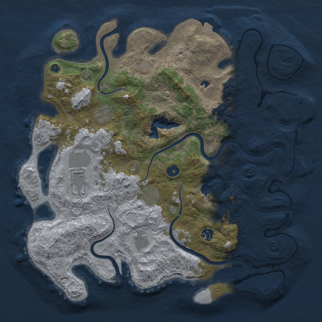 Rust Map: Procedural Map, Size: 4000, Seed: 257388, 11 Monuments