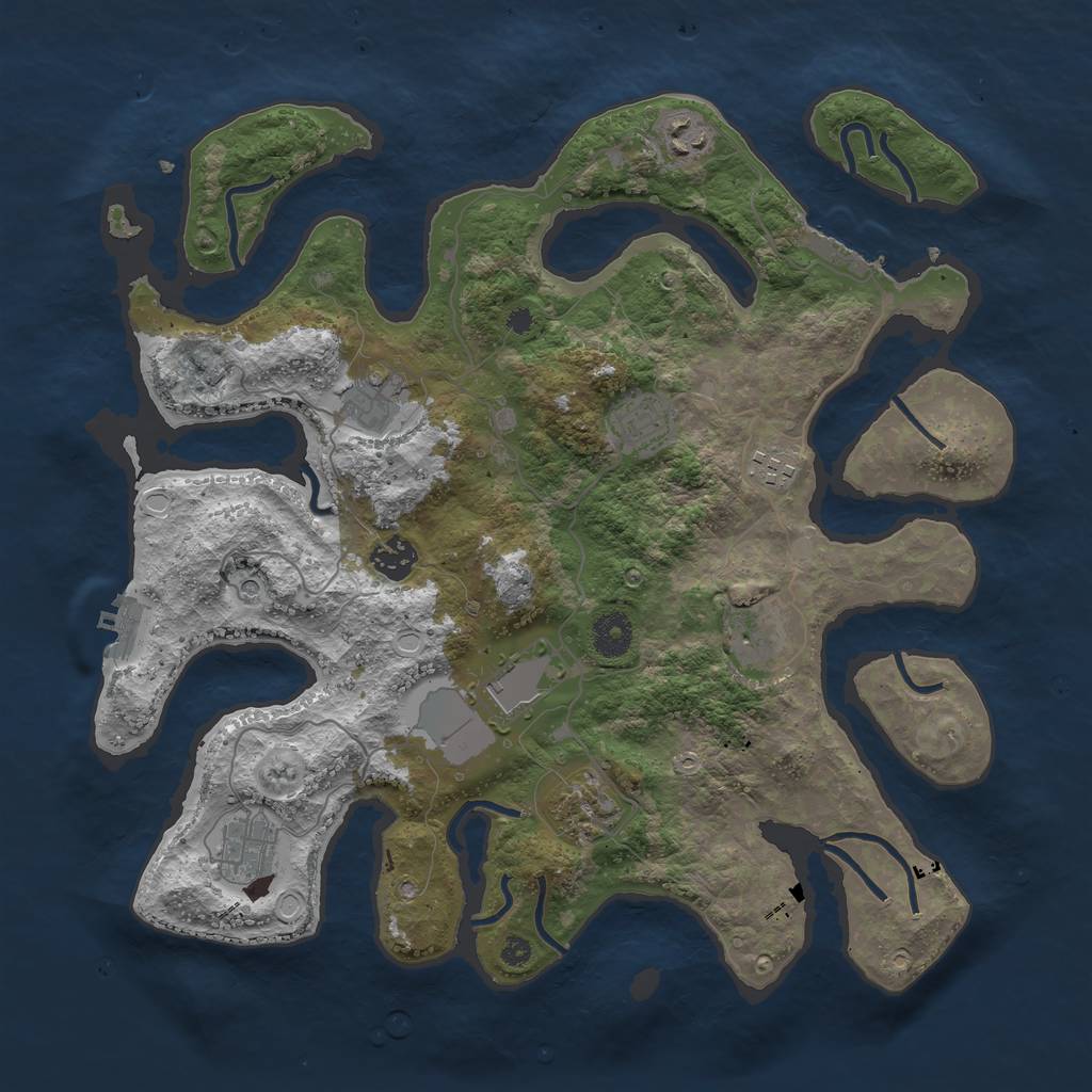 Rust Map: Procedural Map, Size: 3750, Seed: 789283113, 20 Monuments
