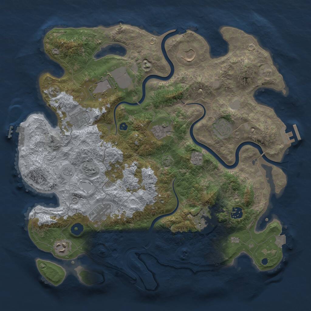 Rust Map: Procedural Map, Size: 3850, Seed: 1344757428, 16 Monuments