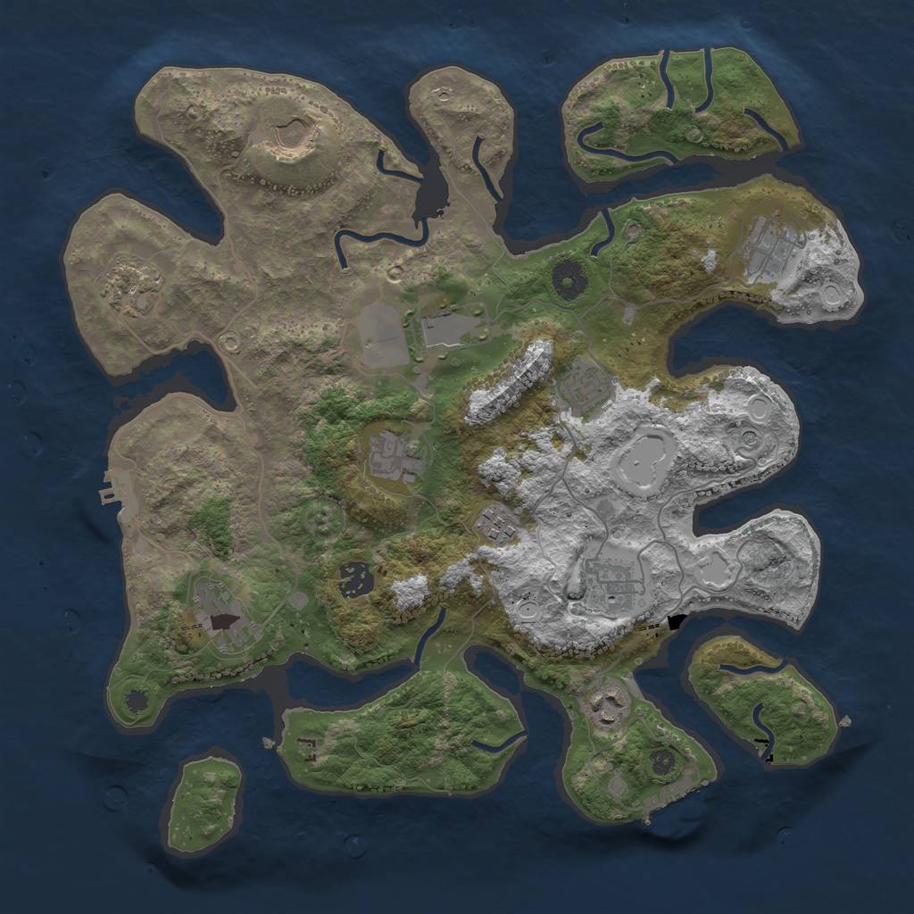 Rust Map: Procedural Map, Size: 3700, Seed: 534574150, 22 Monuments