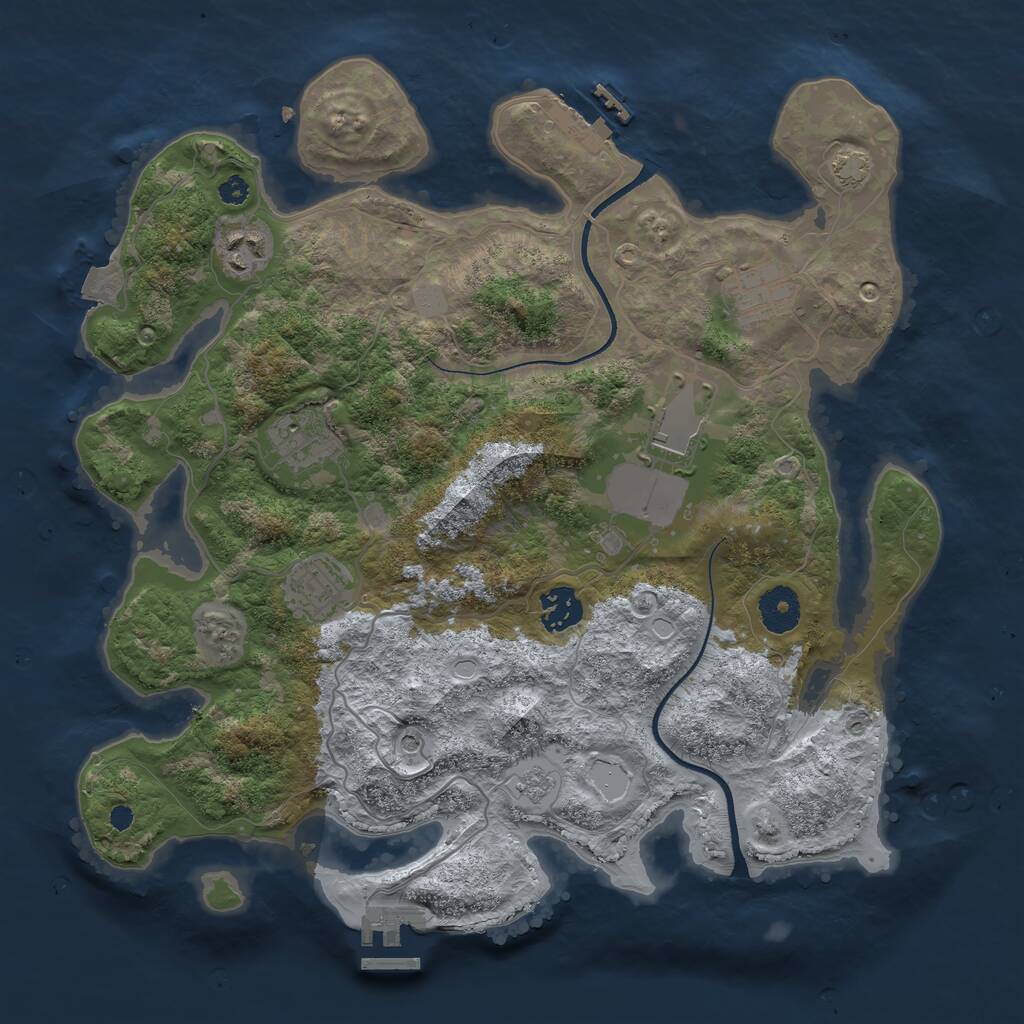 Rust Map: Procedural Map, Size: 3500, Seed: 65466, 12 Monuments