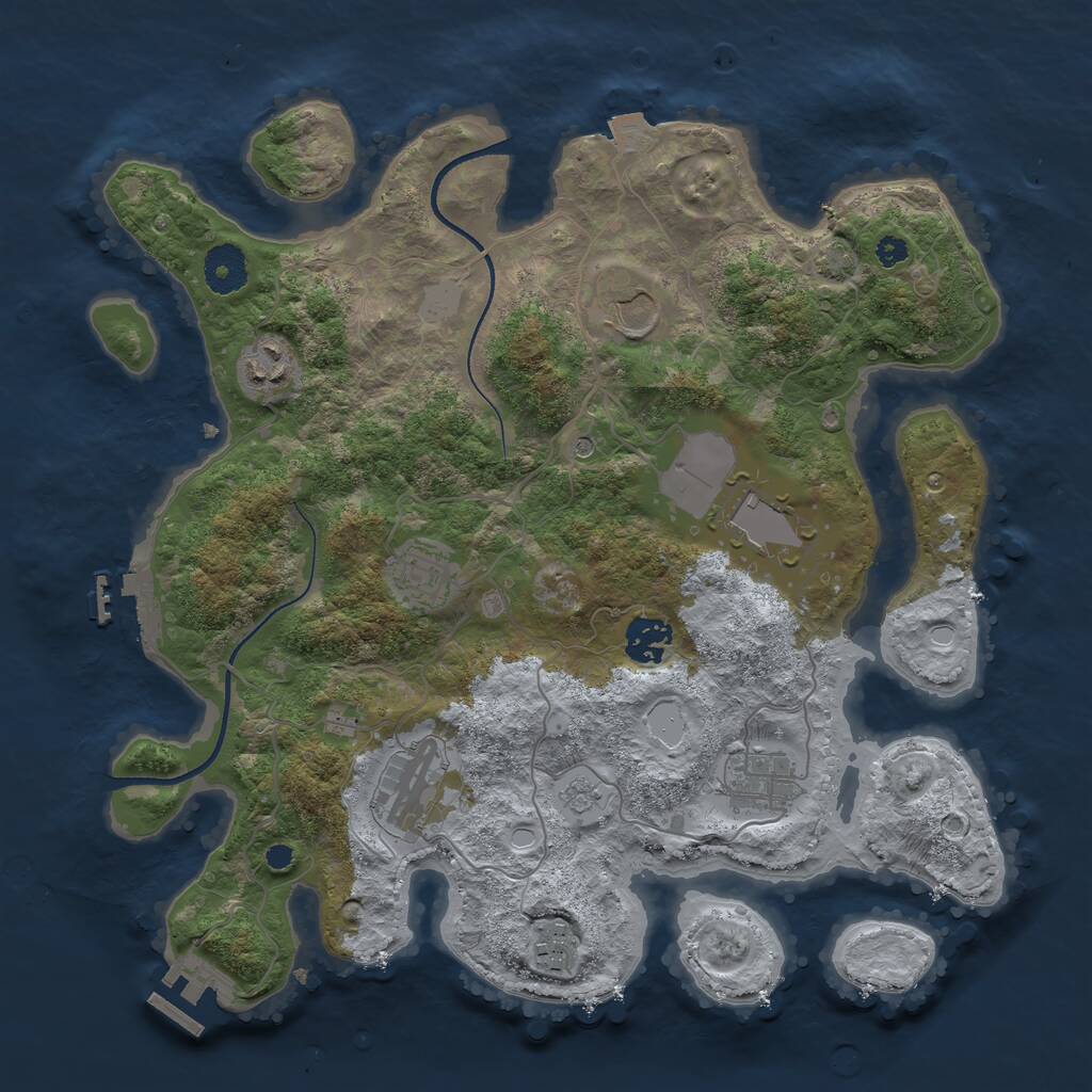 Rust Map: Procedural Map, Size: 3500, Seed: 1760357884, 14 Monuments