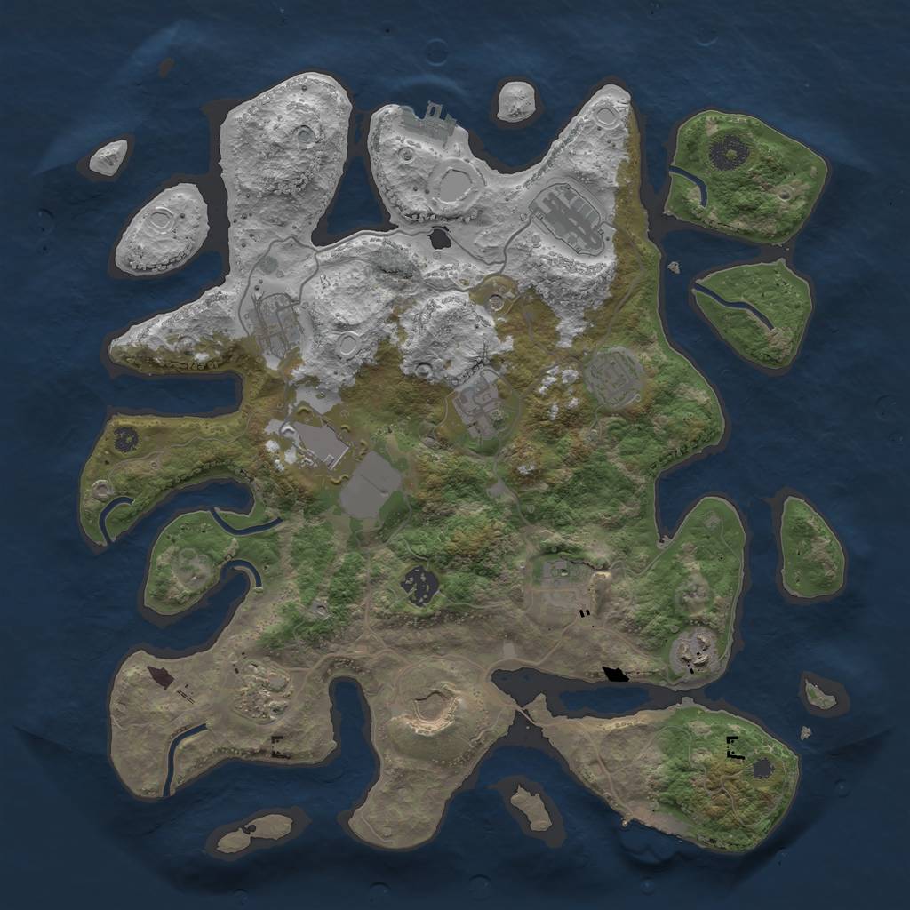 Rust Map: Procedural Map, Size: 3700, Seed: 807189957, 21 Monuments