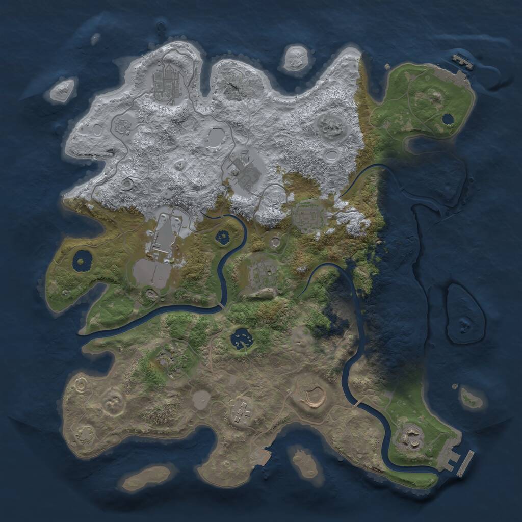 Rust Map: Procedural Map, Size: 3700, Seed: 807189957, 16 Monuments