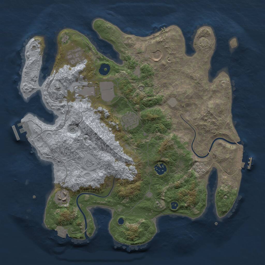 Rust Map: Procedural Map, Size: 3500, Seed: 968116738, 13 Monuments