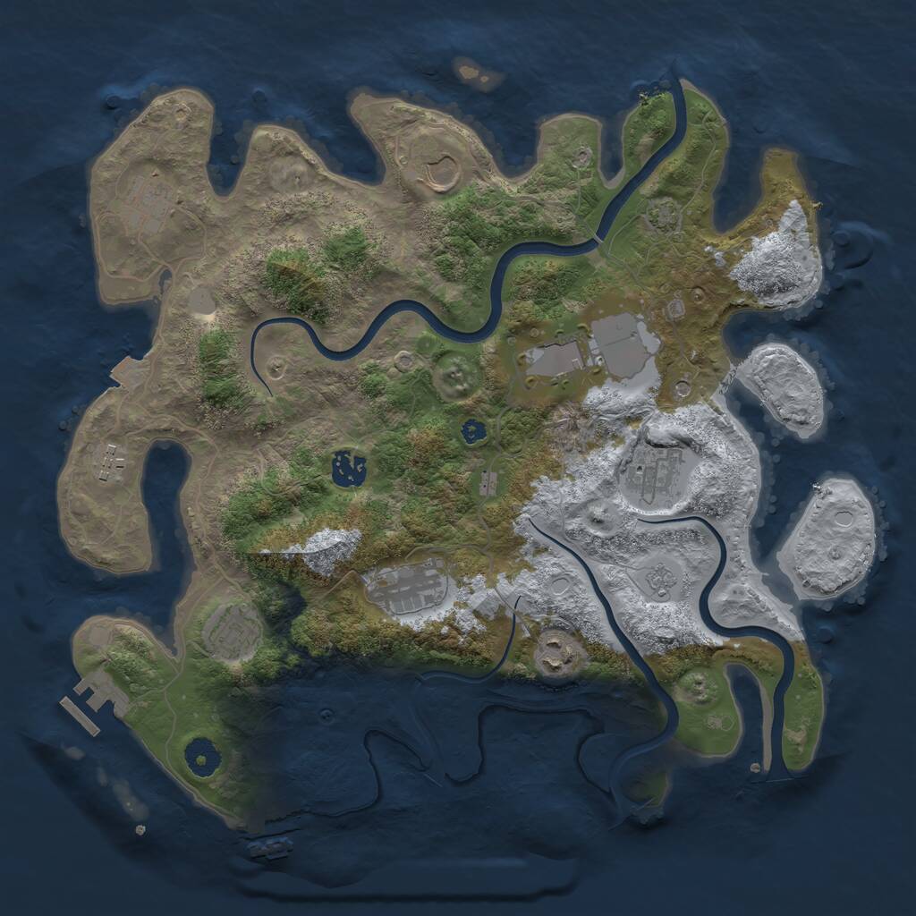 Rust Map: Procedural Map, Size: 3750, Seed: 262504, 15 Monuments