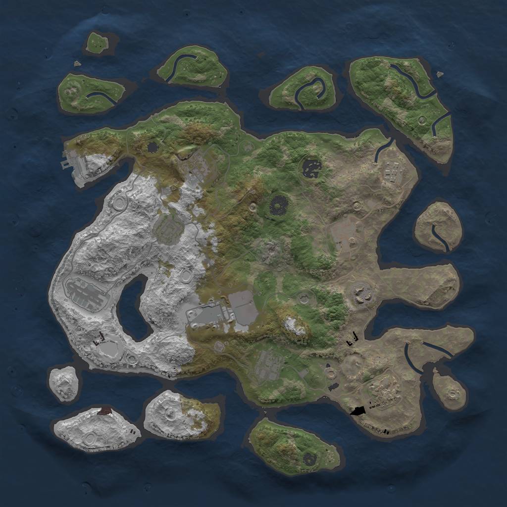 Rust Map: Procedural Map, Size: 3850, Seed: 3867, 20 Monuments