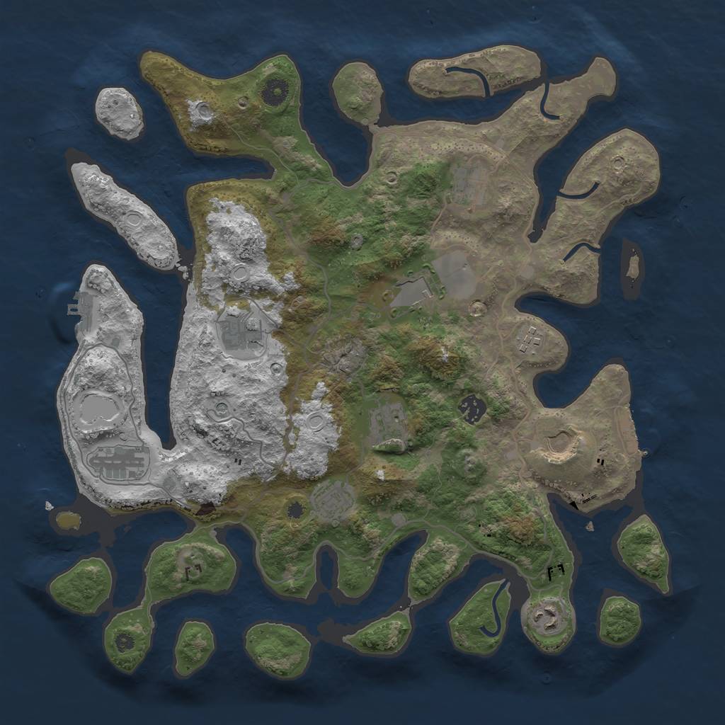 Rust Map: Procedural Map, Size: 4000, Seed: 715186197, 21 Monuments