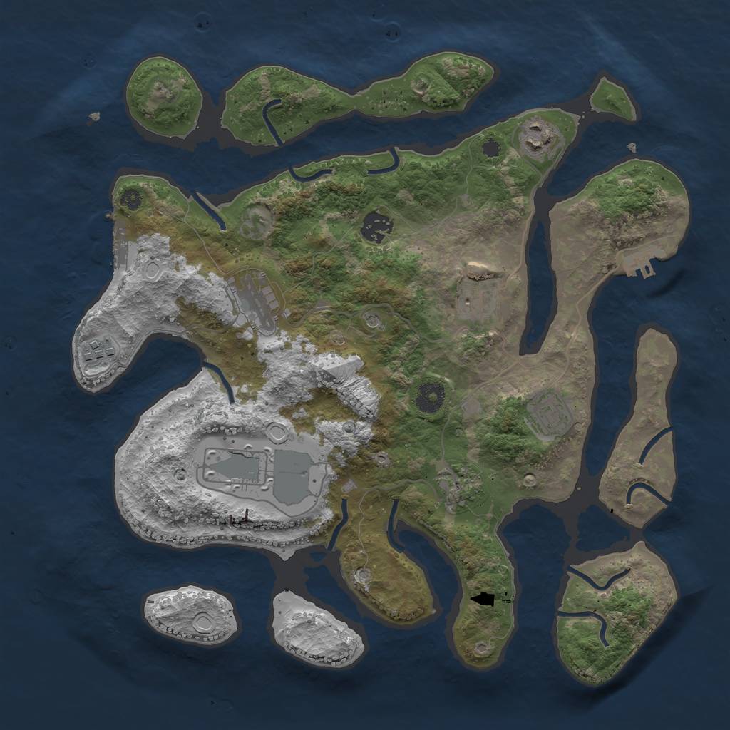 Rust Map: Procedural Map, Size: 3600, Seed: 9142347, 19 Monuments