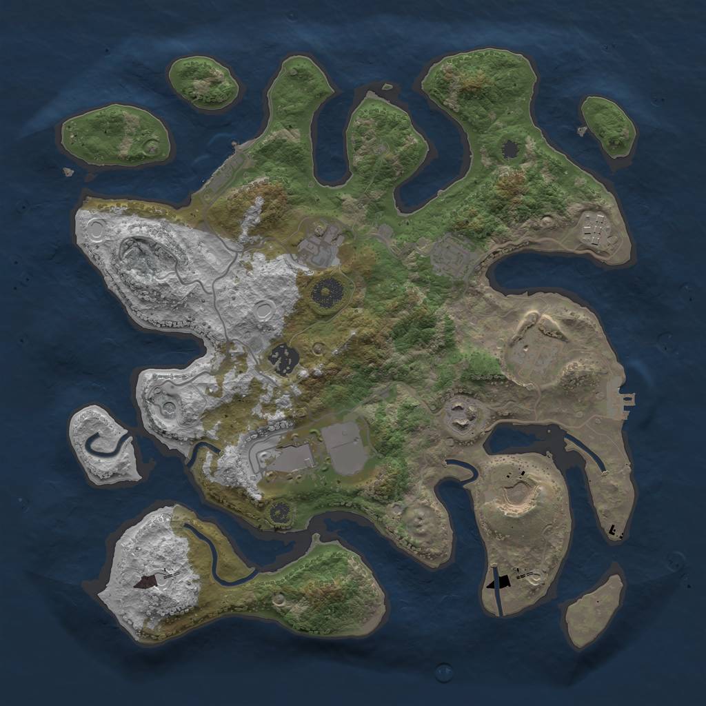 Rust Map: Procedural Map, Size: 3500, Seed: 314381188, 19 Monuments