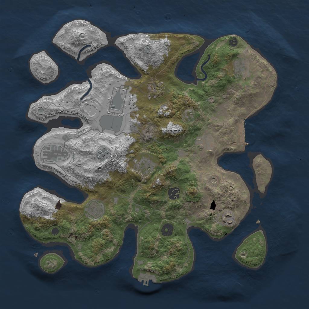 Rust Map: Procedural Map, Size: 3700, Seed: 1853941358, 21 Monuments