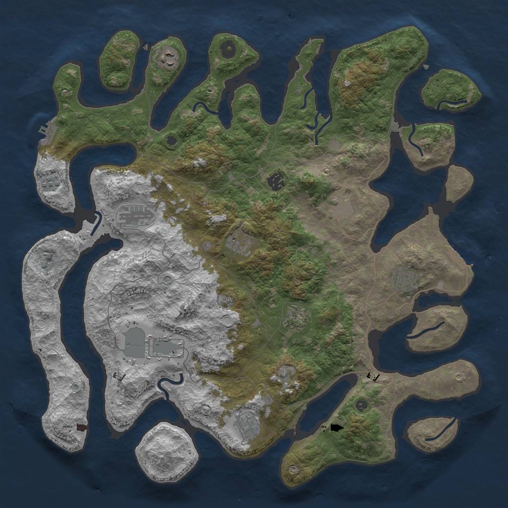 Rust Map: Procedural Map, Size: 4500, Seed: 457680, 21 Monuments