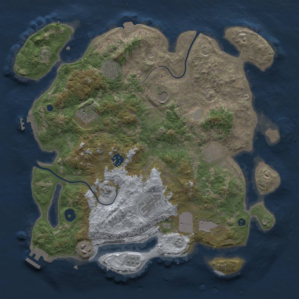 Rust Map: Procedural Map, Size: 3750, Seed: 40095487, 14 Monuments