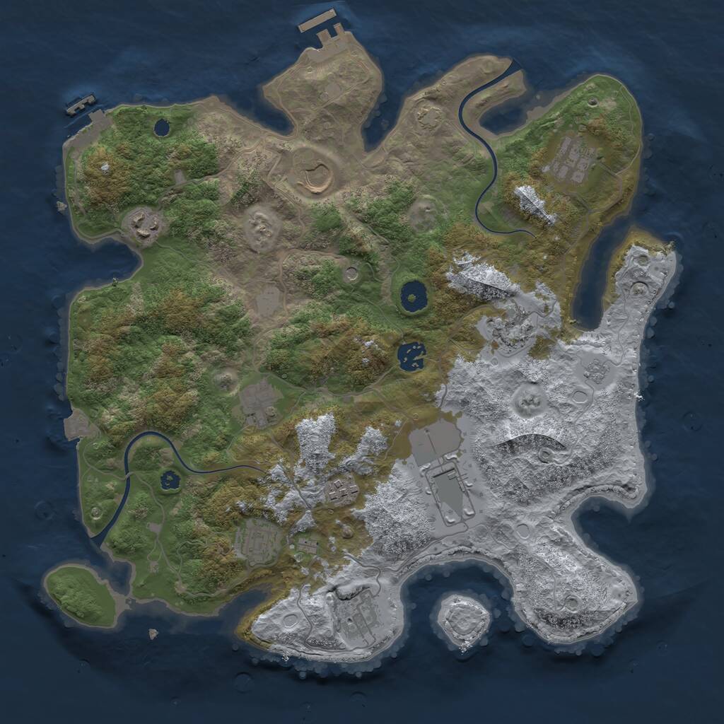 Rust Map: Procedural Map, Size: 3700, Seed: 797294204, 16 Monuments