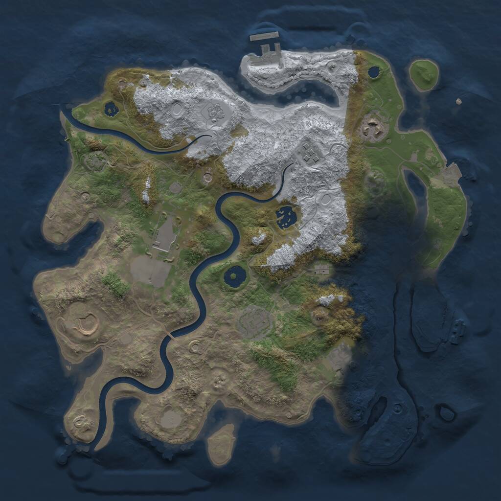 Rust Map: Procedural Map, Size: 3500, Seed: 72901756, 13 Monuments