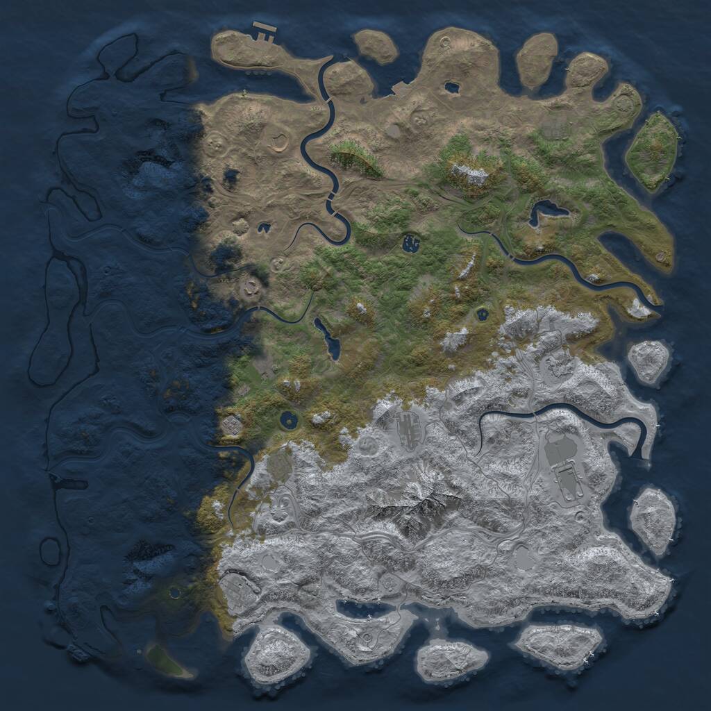 Rust Map: Procedural Map, Size: 6000, Seed: 9191, 17 Monuments