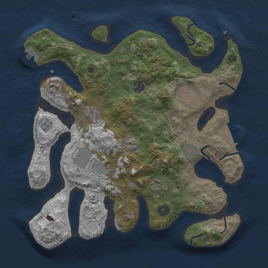 Rust Map: Procedural Map, Size: 3500, Seed: 14154151, 19 Monuments