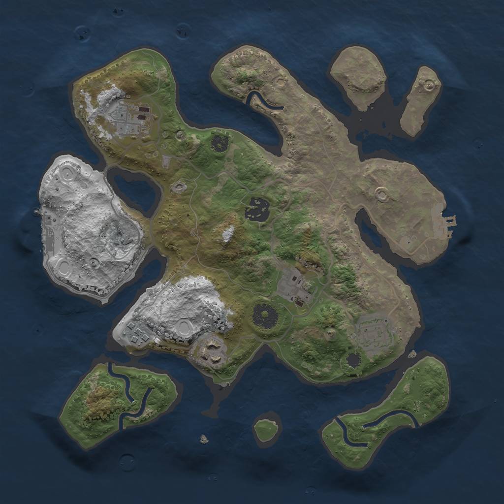Rust Map: Procedural Map, Size: 3000, Seed: 635507647, 16 Monuments