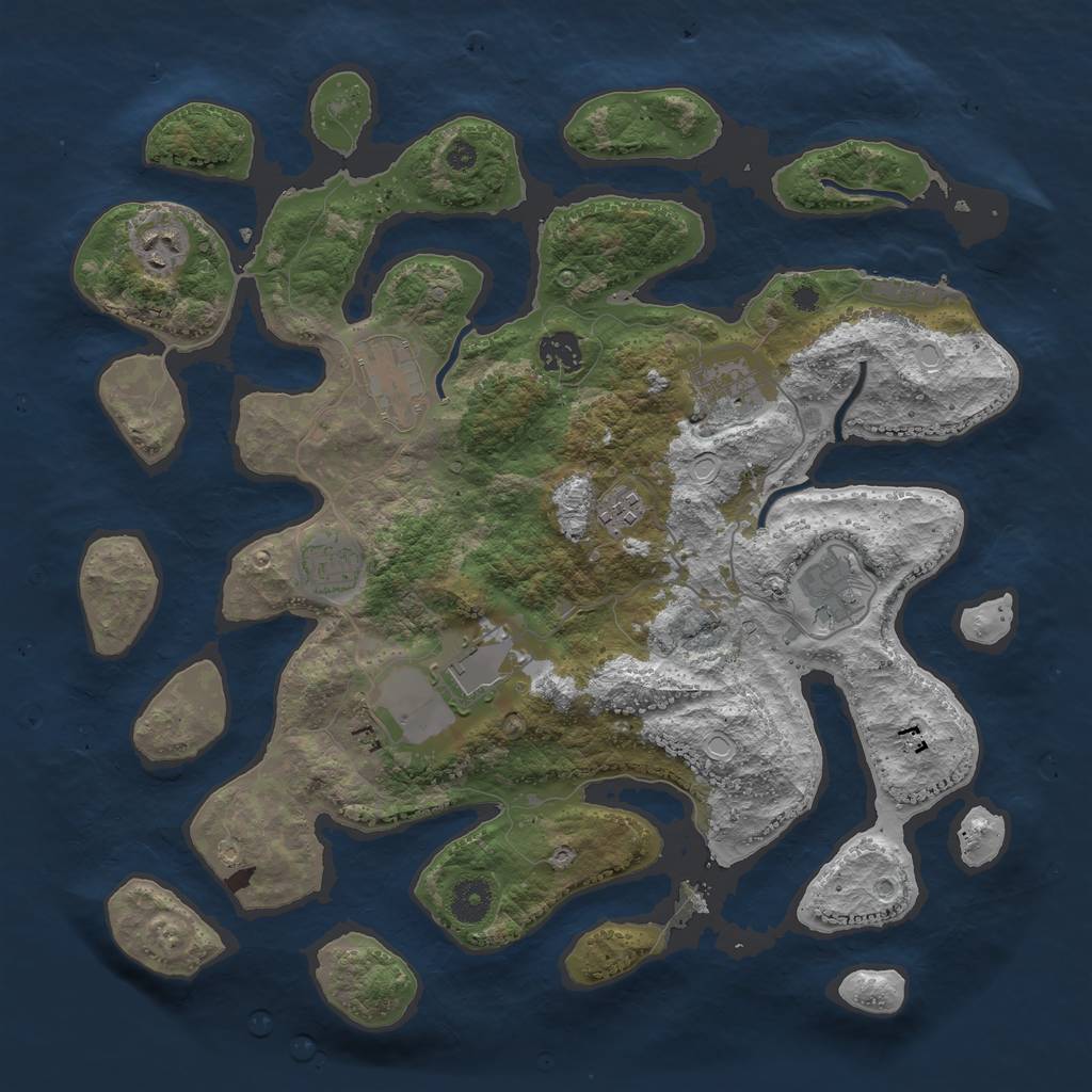 Rust Map: Procedural Map, Size: 3800, Seed: 153001601, 17 Monuments