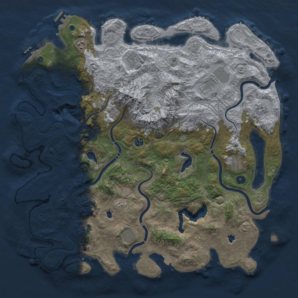 Rust Map: Procedural Map, Size: 5000, Seed: 30300, 14 Monuments