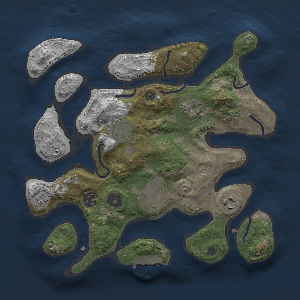 Rust Map: Procedural Map, Size: 3000, Seed: 585450173, 16 Monuments