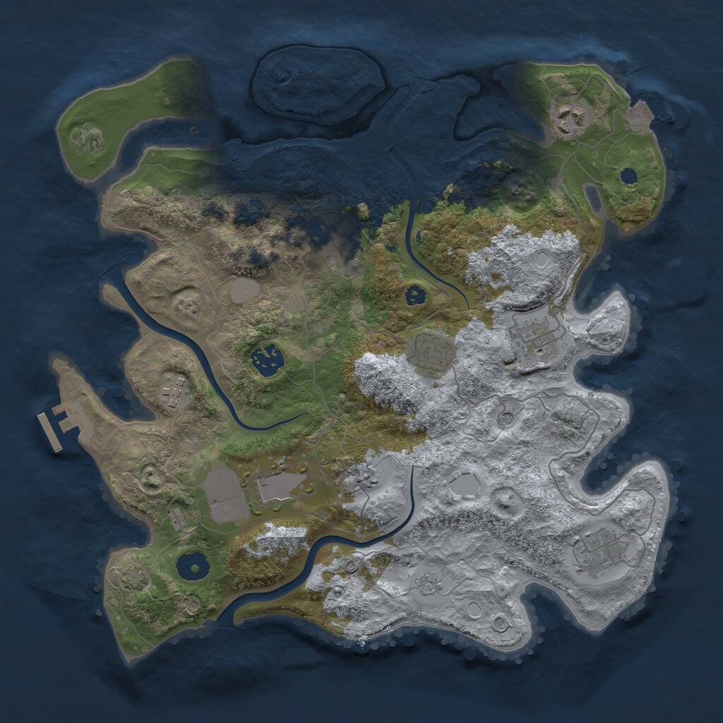 Rust Map: Procedural Map, Size: 3500, Seed: 1135443225, 14 Monuments
