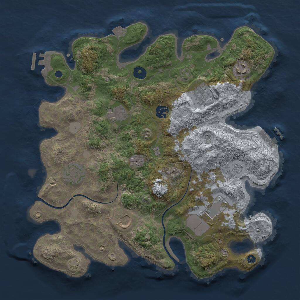 Rust Map: Procedural Map, Size: 3500, Seed: 449711, 14 Monuments