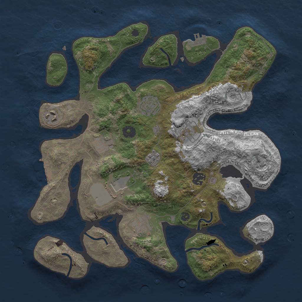 Rust Map: Procedural Map, Size: 3500, Seed: 449711, 19 Monuments