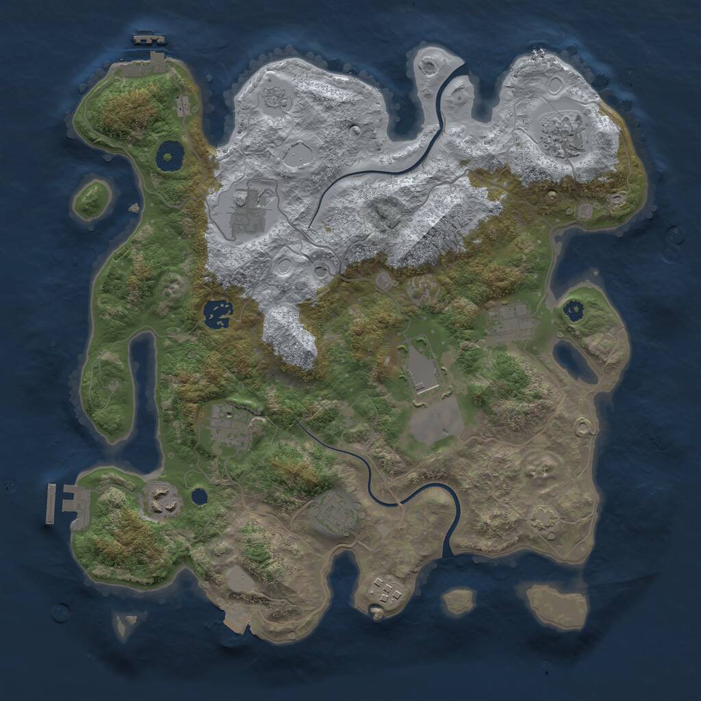 Rust Map: Procedural Map, Size: 3500, Seed: 281359024, 15 Monuments