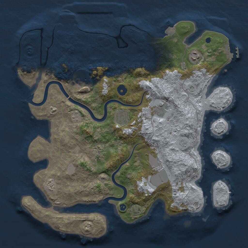 Rust Map: Procedural Map, Size: 3700, Seed: 1423393394, 13 Monuments