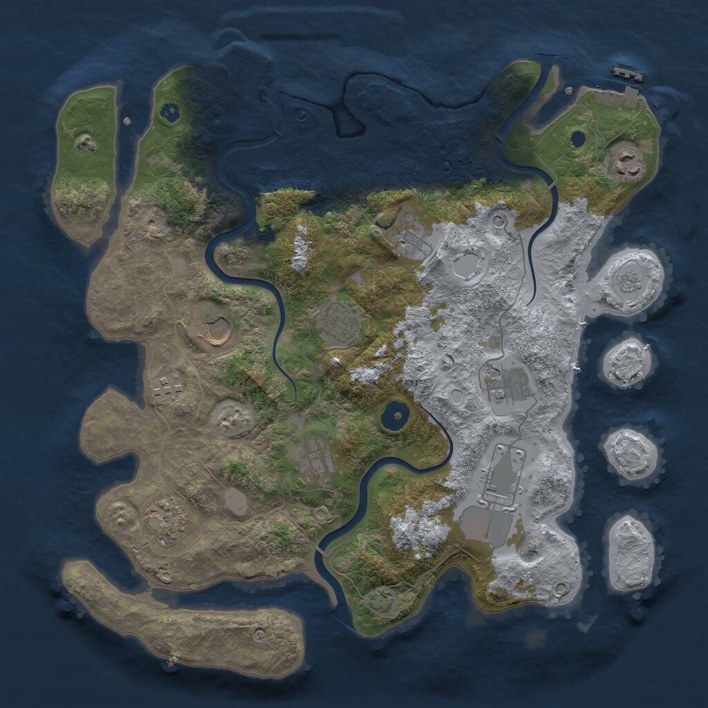 Rust Map: Procedural Map, Size: 3700, Seed: 1423393394, 15 Monuments