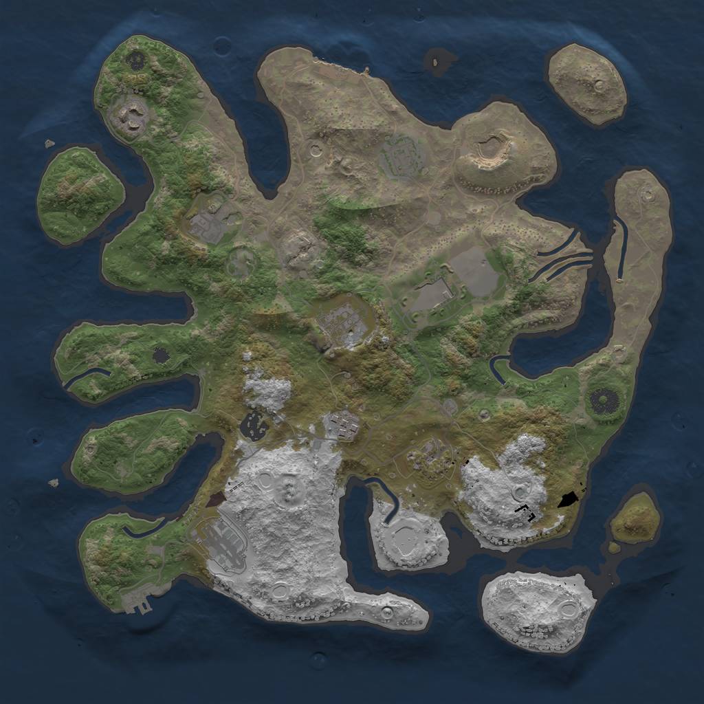 Rust Map: Procedural Map, Size: 3750, Seed: 1683961329, 21 Monuments