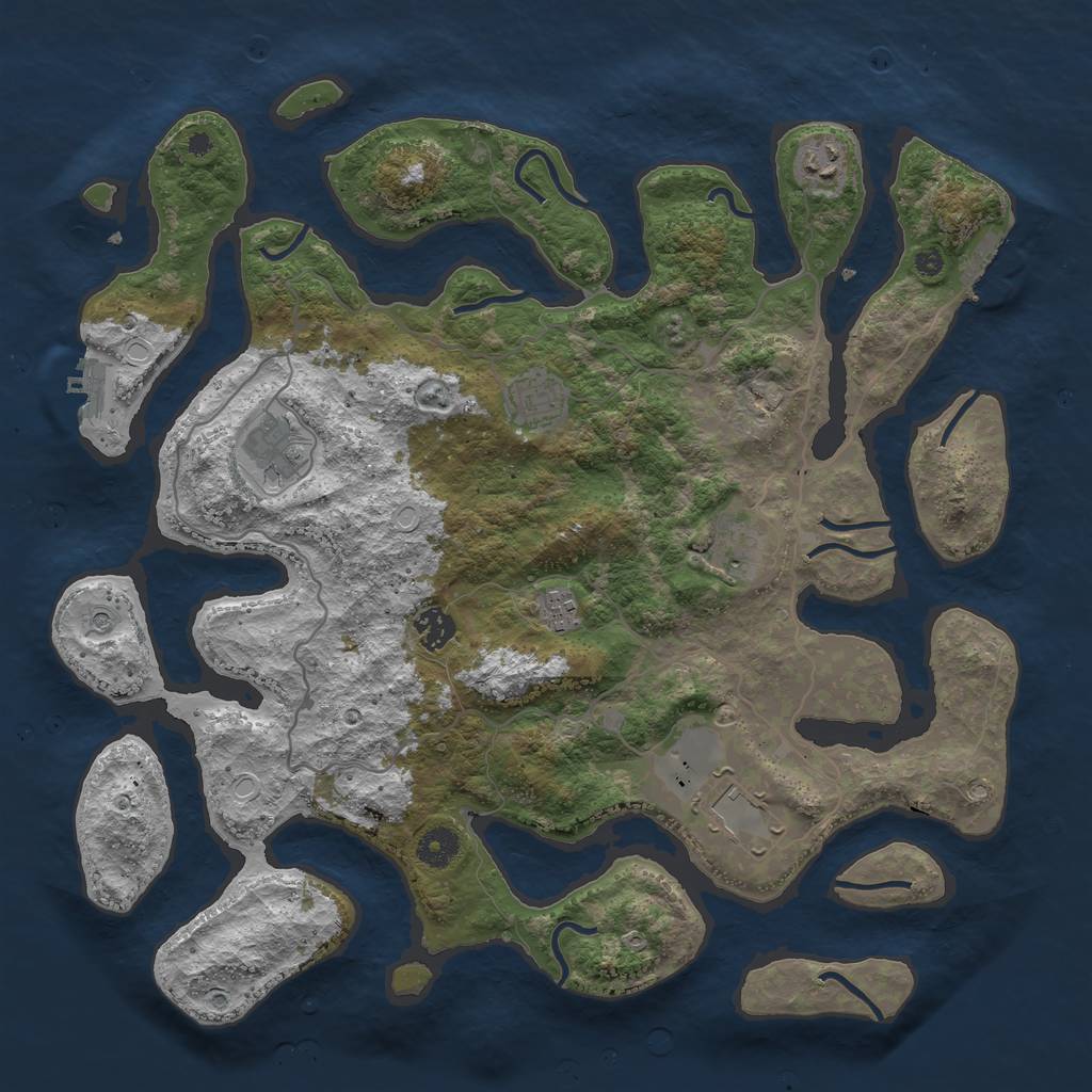 Rust Map: Procedural Map, Size: 4000, Seed: 872, 18 Monuments