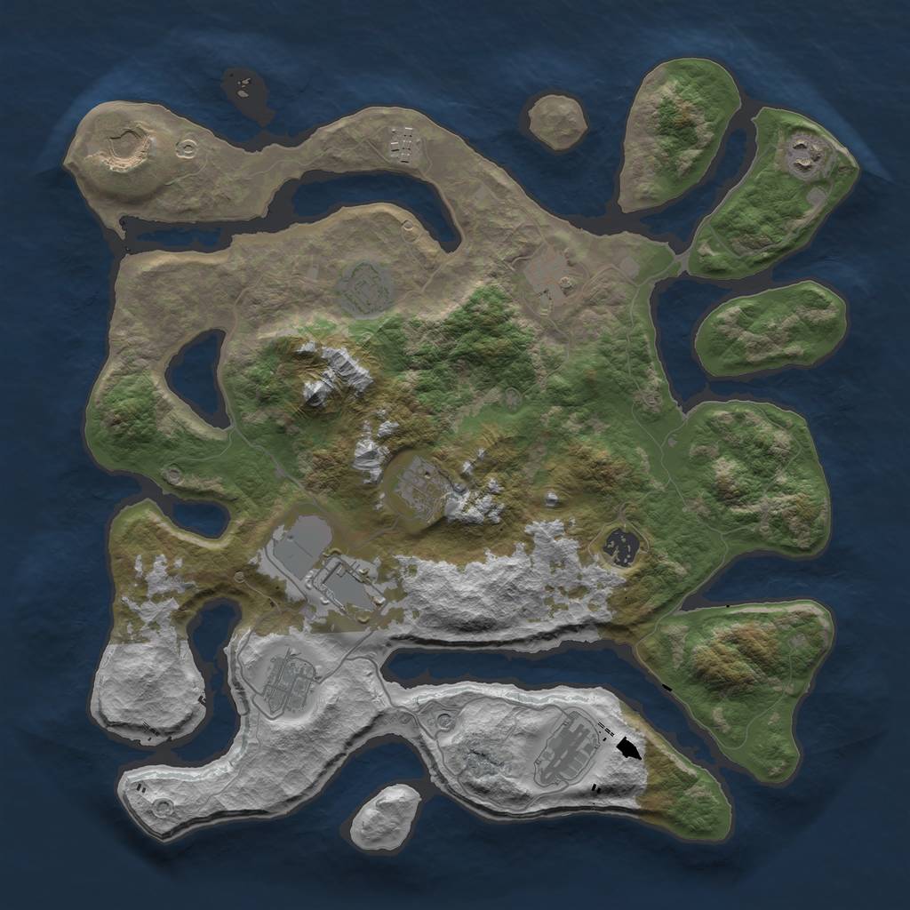 Rust Map: Barren, Size: 3900, Seed: 254372, 13 Monuments