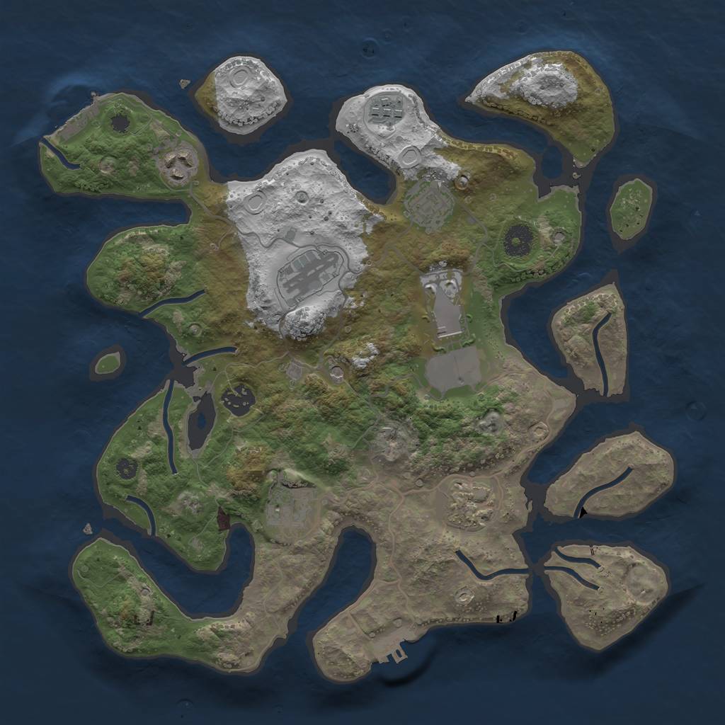 Rust Map: Procedural Map, Size: 3500, Seed: 1144755430, 19 Monuments
