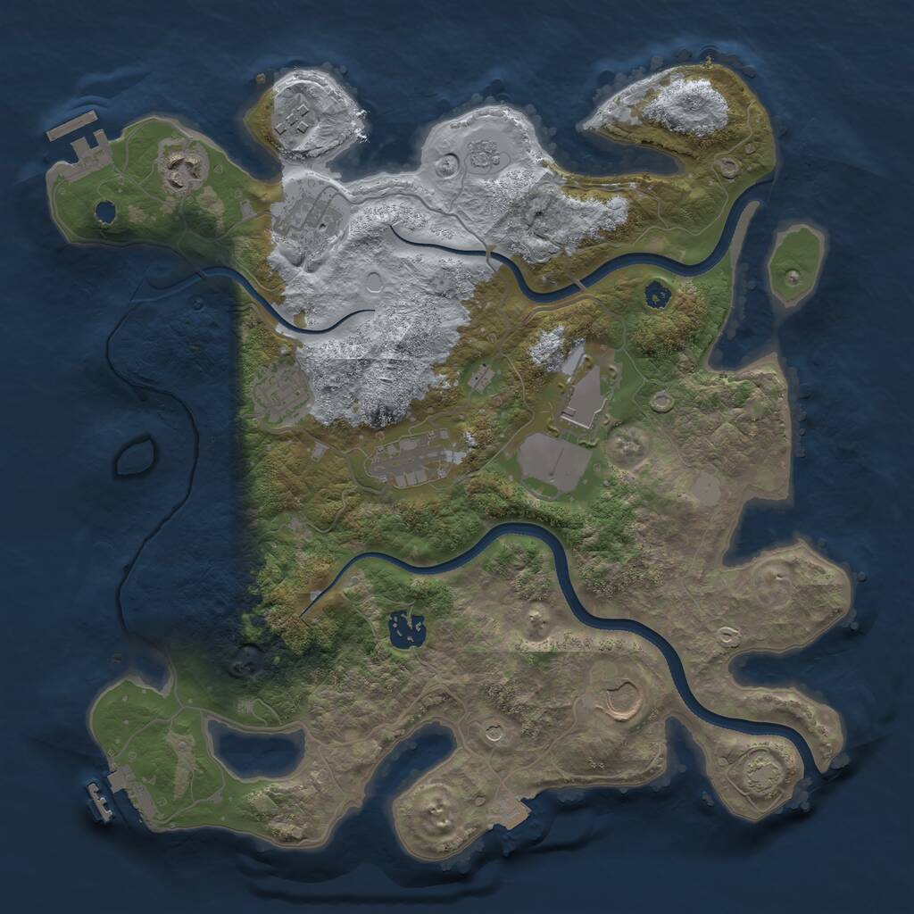 Rust Map: Procedural Map, Size: 3500, Seed: 1144755430, 14 Monuments