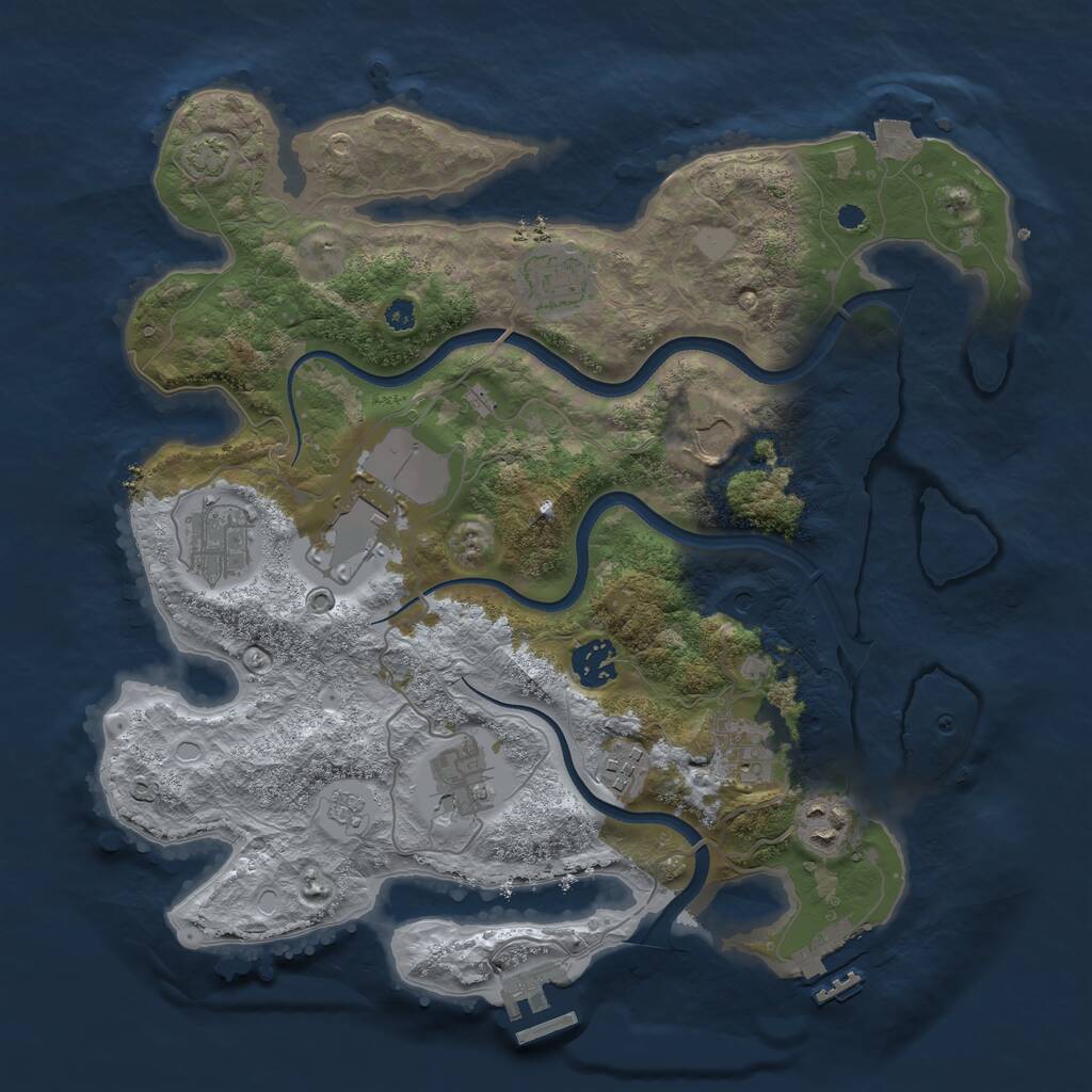 Rust Map: Procedural Map, Size: 3500, Seed: 611323798, 15 Monuments