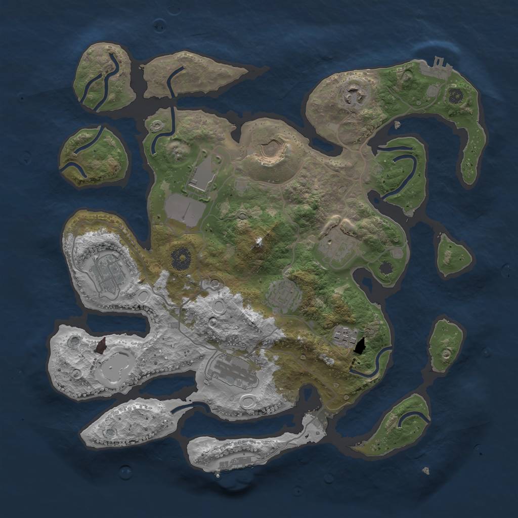 Rust Map: Procedural Map, Size: 3500, Seed: 611323798, 19 Monuments