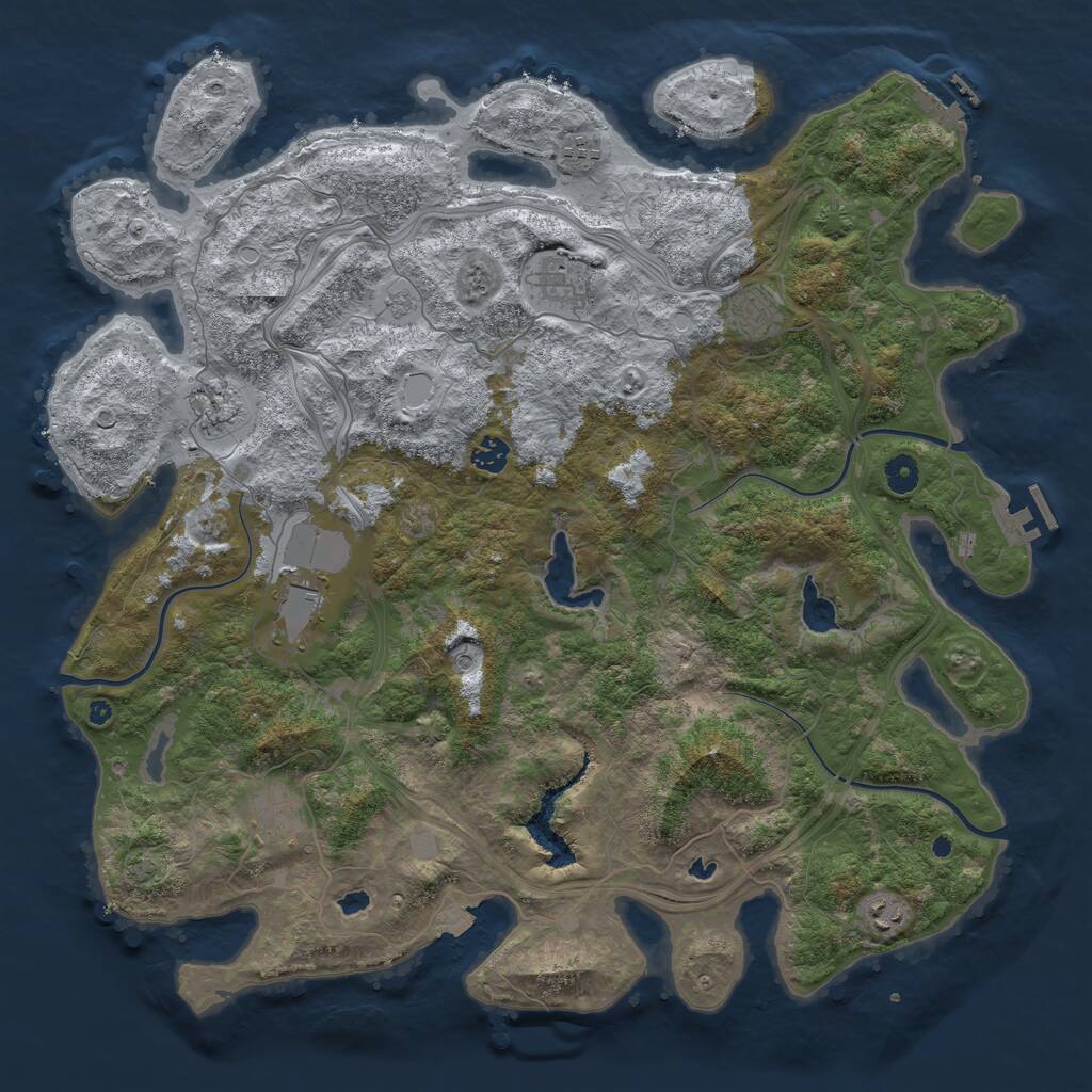 Rust Map: Procedural Map, Size: 4500, Seed: 719634776, 14 Monuments