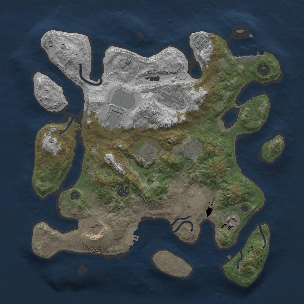 Rust Map: Procedural Map, Size: 3600, Seed: 1445180959, 19 Monuments