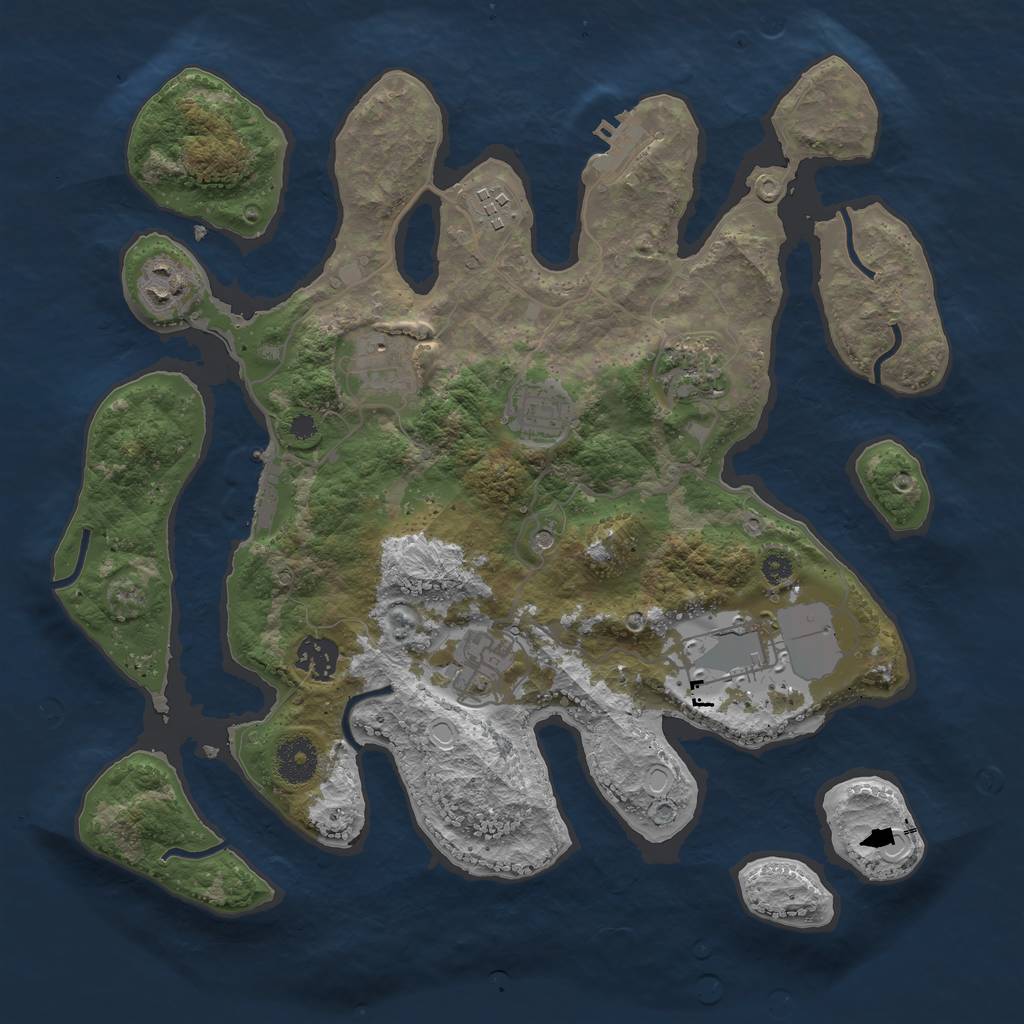 Rust Map: Procedural Map, Size: 3500, Seed: 602098, 19 Monuments