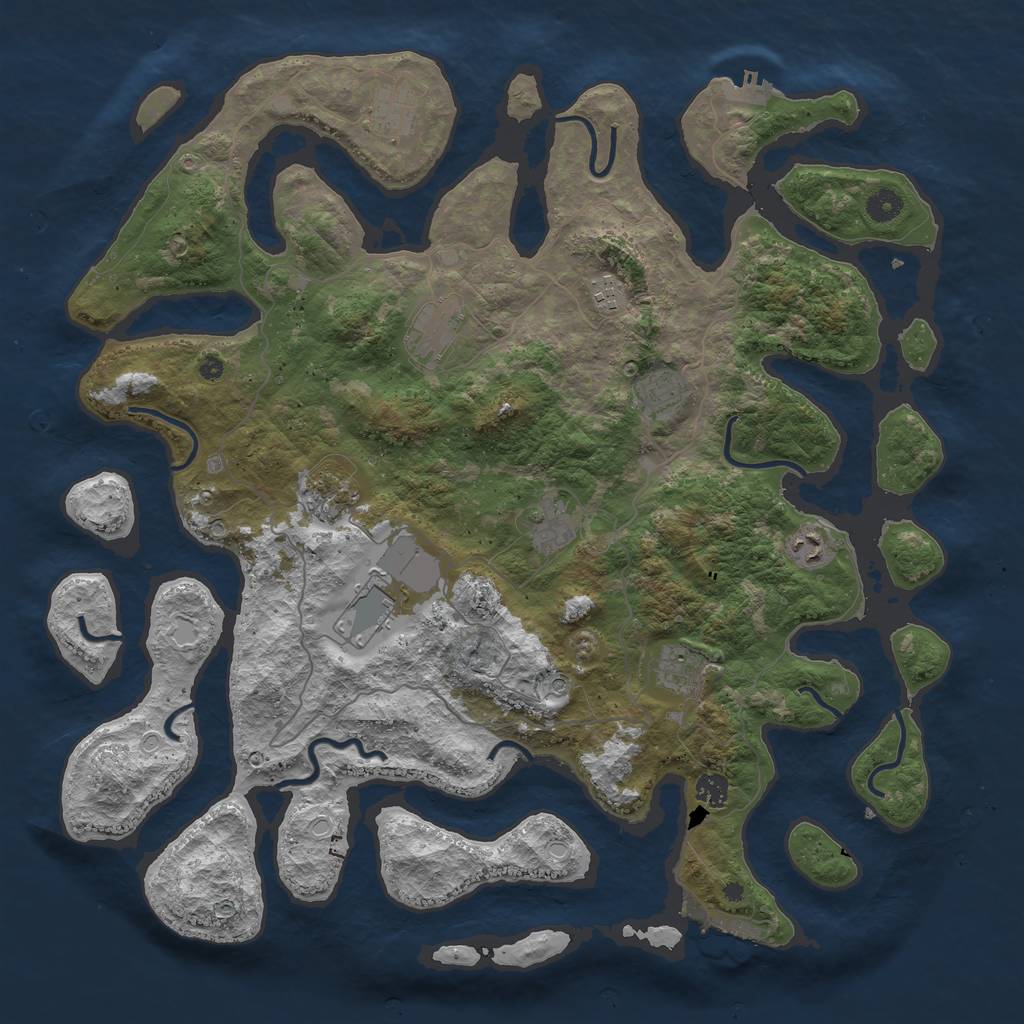Rust Map: Procedural Map, Size: 4500, Seed: 1335595803, 21 Monuments