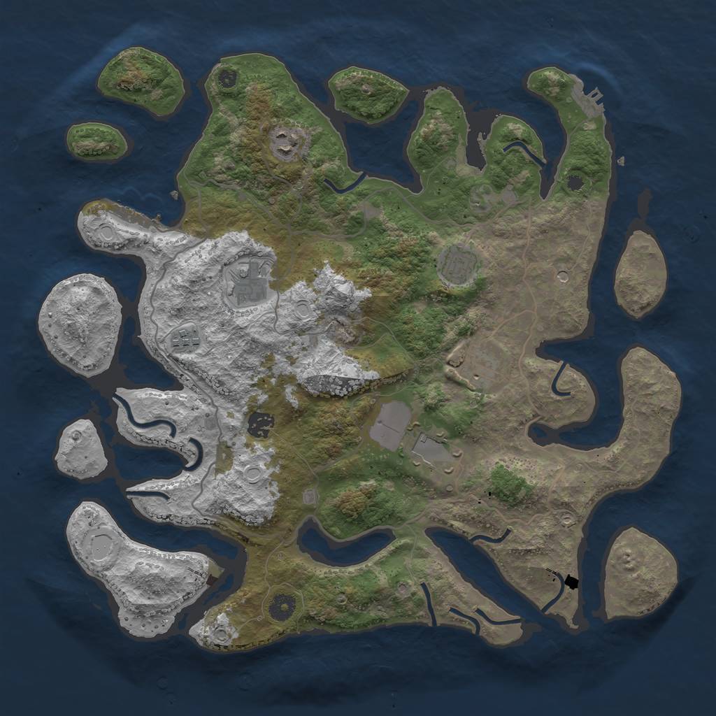 Rust Map: Procedural Map, Size: 4000, Seed: 290891555, 18 Monuments