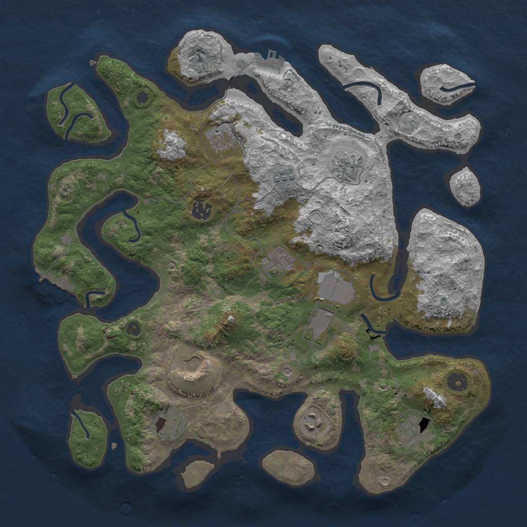 Rust Map: Procedural Map, Size: 3950, Seed: 1562698247, 21 Monuments