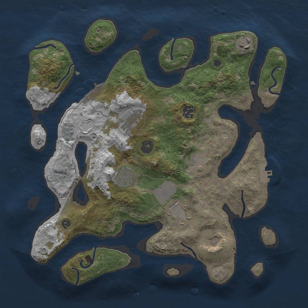 Rust Map: Procedural Map, Size: 3500, Seed: 220393366, 19 Monuments