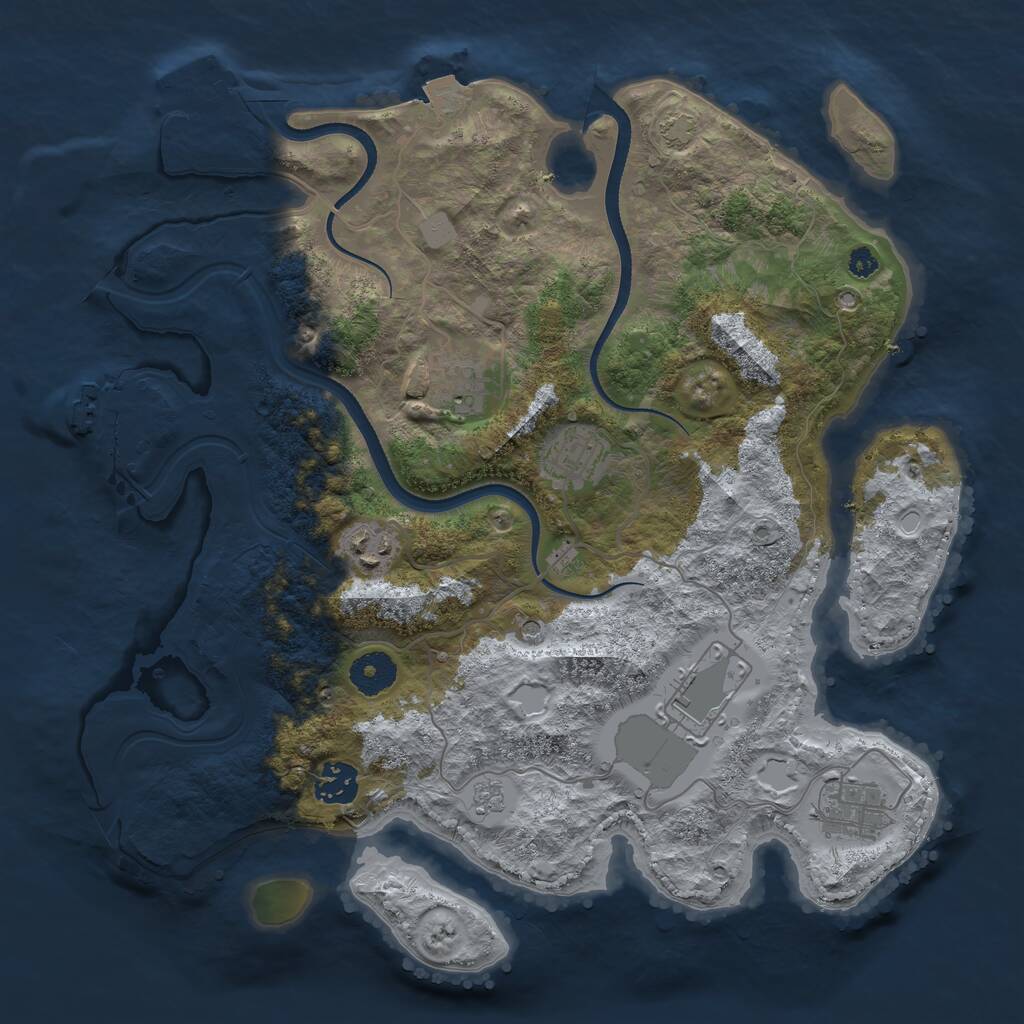 Rust Map: Procedural Map, Size: 3500, Seed: 1027196971, 12 Monuments