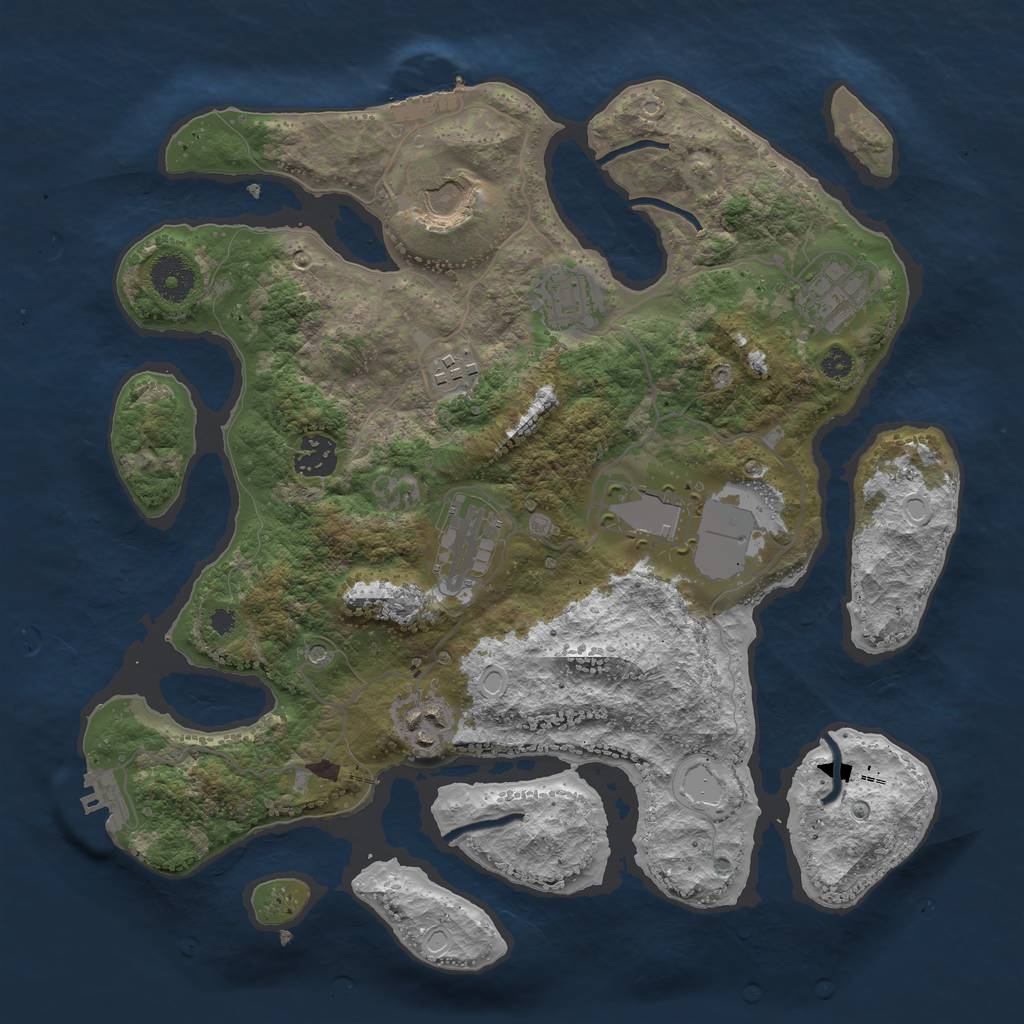 Rust Map: Procedural Map, Size: 3500, Seed: 1027196971, 19 Monuments