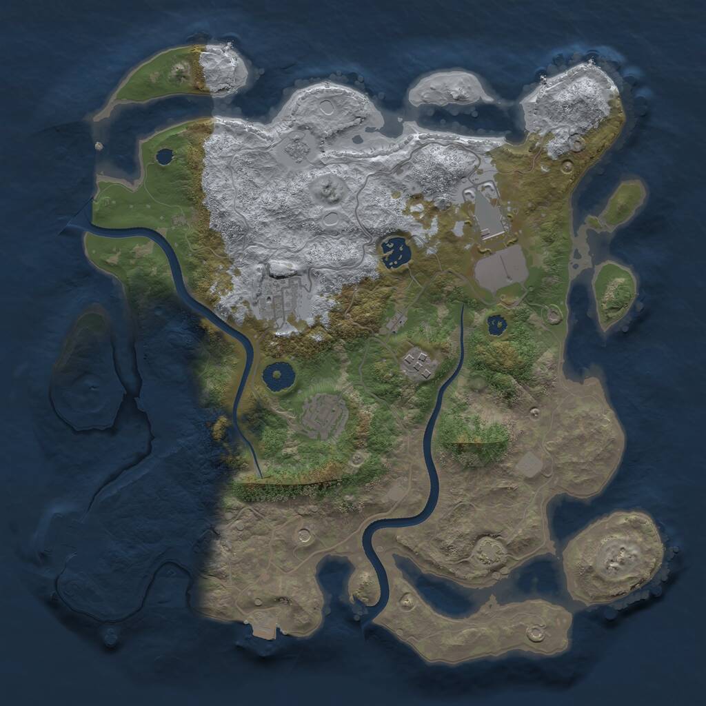 Rust Map: Procedural Map, Size: 3500, Seed: 125747552, 10 Monuments
