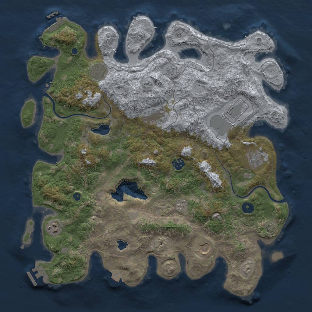 Rust Map: Procedural Map, Size: 4000, Seed: 1350500934, 14 Monuments
